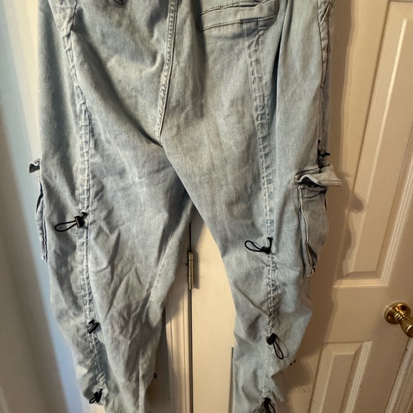 Light Blue Cargo Women Jeans - Picture 2 of 3